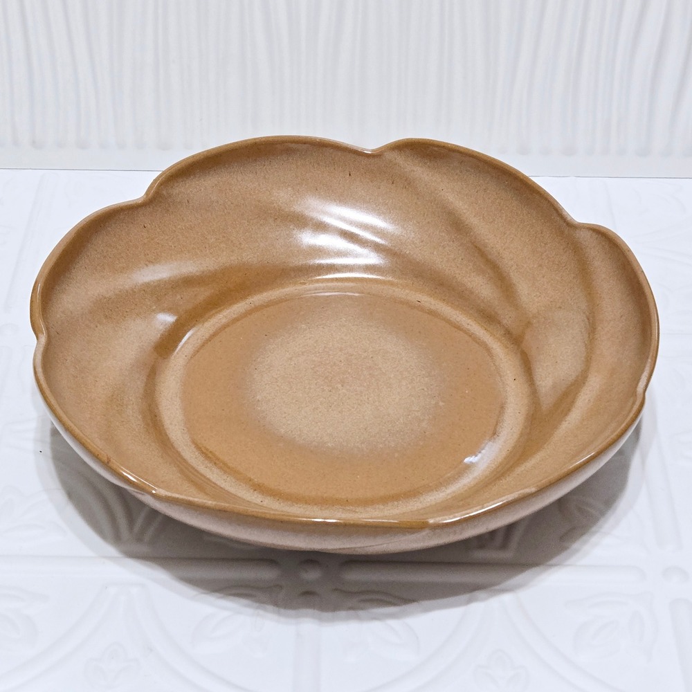 Frankoma Pottery Scalloped Edge Bowl Tan Brown 218